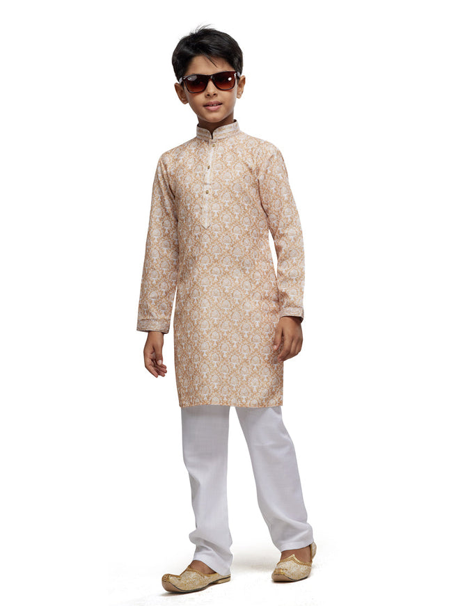 Beige Boys Kurta Pyjama Set
