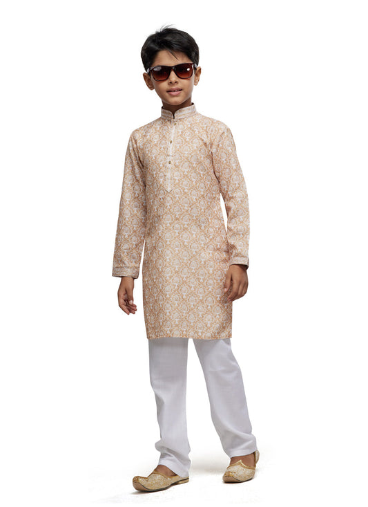 Beige Boys Kurta Pyjama Set