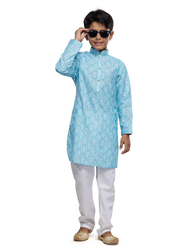 Sky Blue Boys Kurta Pyjama Set