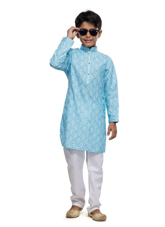 Sky Blue Boys Kurta Pyjama Set