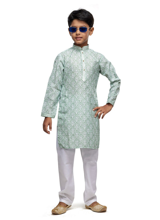 Pistachio Green Boys Kurta Pyjama Set
