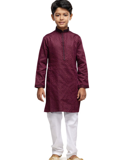 Wine Boys Kurta Pyjama Set