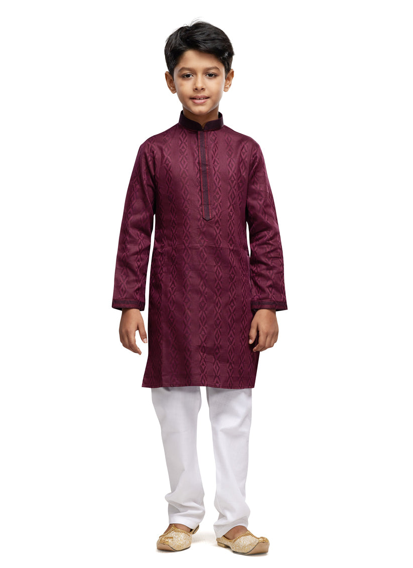 Wine Boys Kurta Pyjama Set