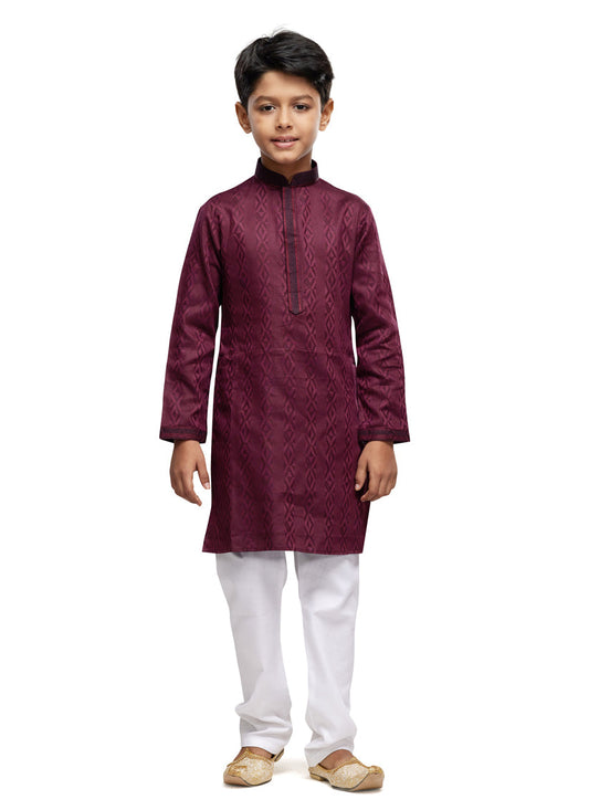 Wine Boys Kurta Pyjama Set