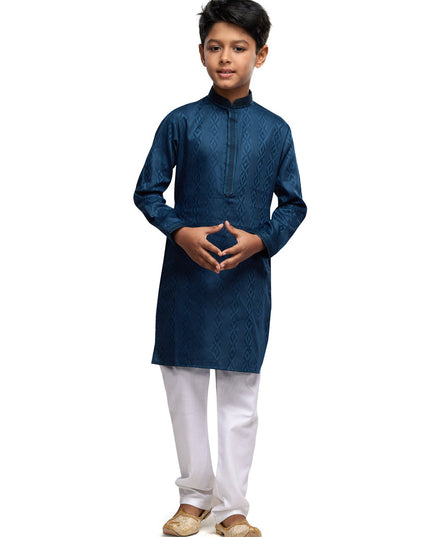 Prussian Blue Boys Kurta Pyjama Set