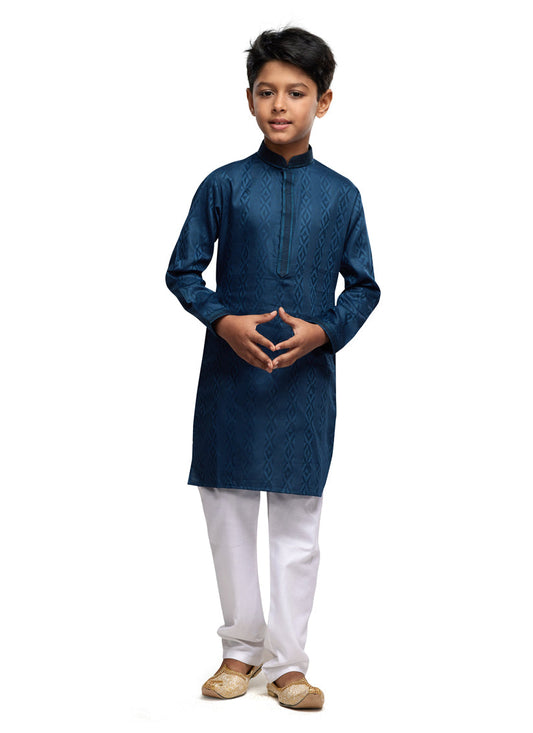 Prussian Blue Boys Kurta Pyjama Set