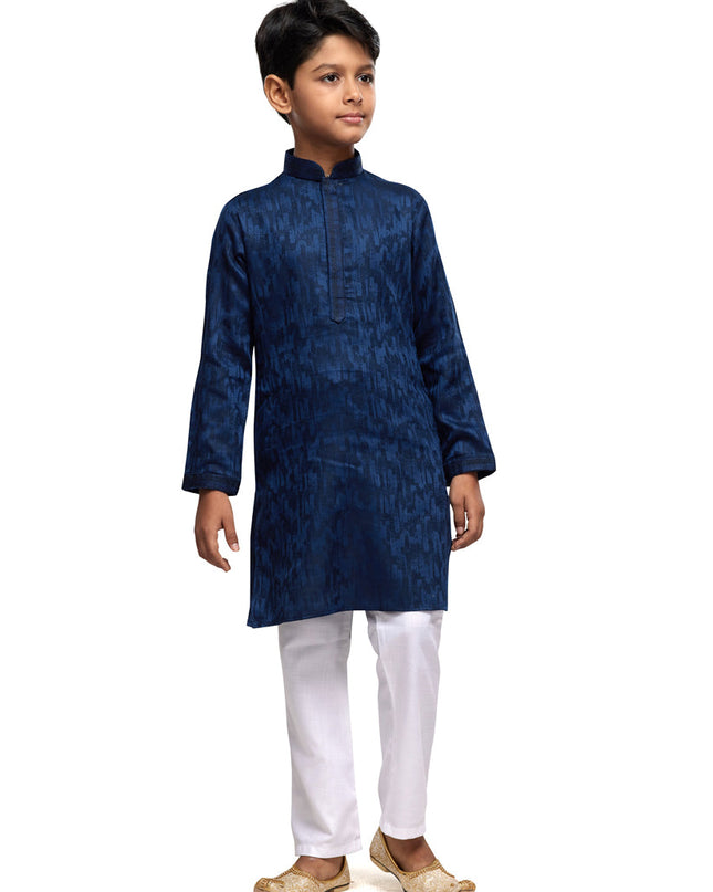 Navy Blue Boys Kurta Pyjama Set