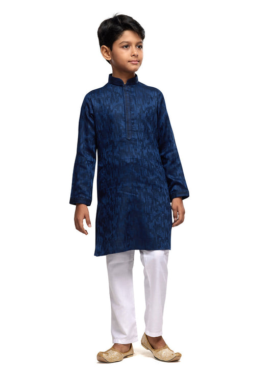 Navy Blue Boys Kurta Pyjama Set