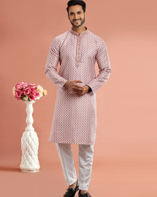 Maroon Cotton Mens Kurta Pajama Set