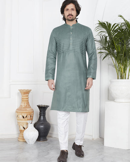 Fern Green Cotton Kurta Pyajama Set
