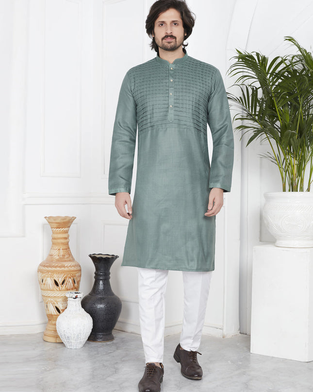 Fern Green Cotton Kurta Pyajama Set