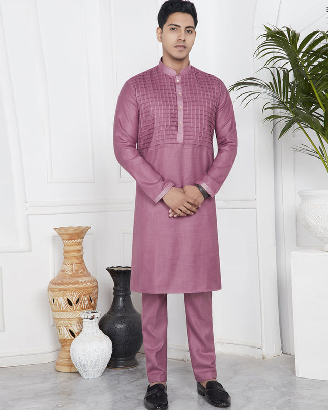 Rouge Pink Cotton Kurta Pyajama Set