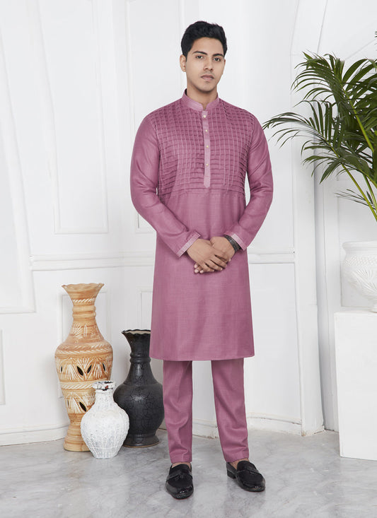 Rouge Pink Cotton Kurta Pyajama Set