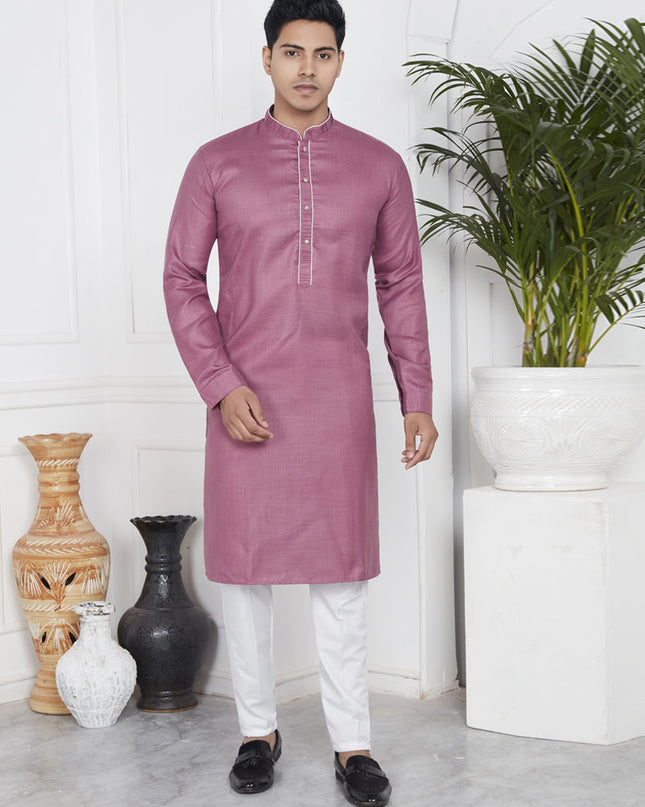 Rouge Pink Cotton Kurta Pyajama Set