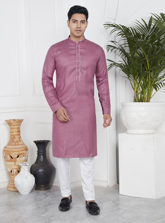 Rouge Pink Cotton Kurta Pyajama Set