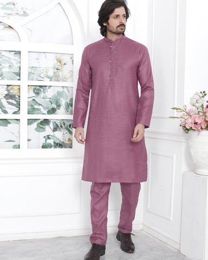 Rouge Pink Cotton Kurta Pyajama Set