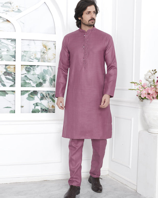 Rouge Pink Cotton Kurta Pyajama Set