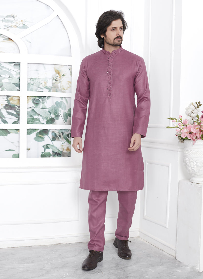 Rouge Pink Cotton Kurta Pyajama Set