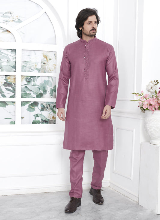 Rouge Pink Cotton Kurta Pyajama Set