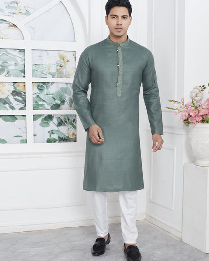 Fern Green Cotton Kurta Pyajama Set