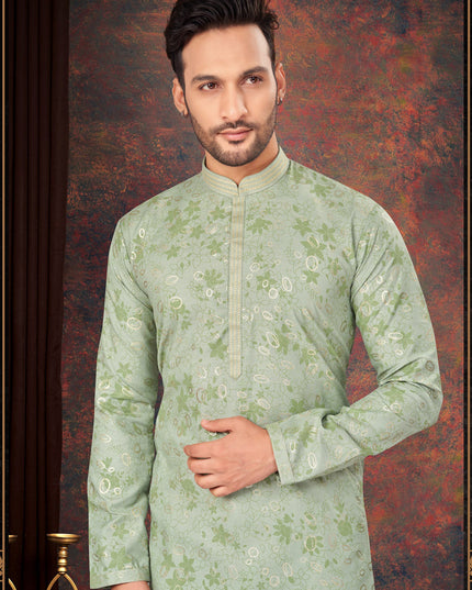 Pista Green Mens Kurta Pajama Set