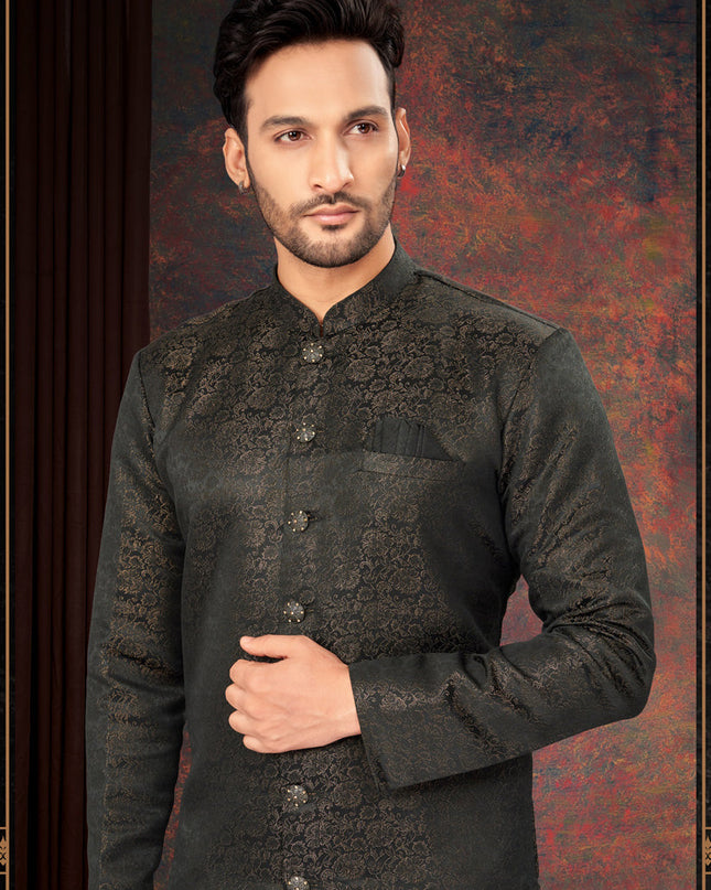 Black Mens Designer Indo Western
