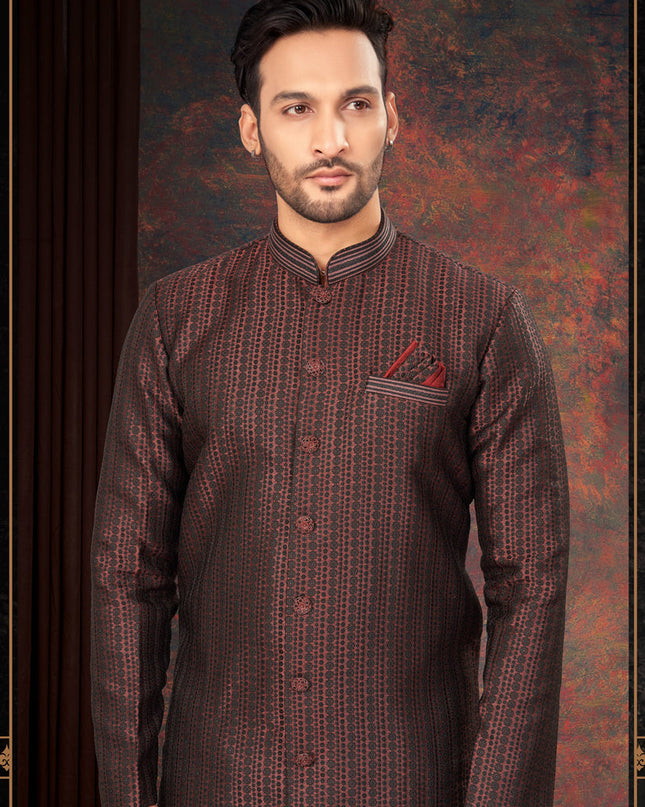 Maroon Mens Designer Indo Western