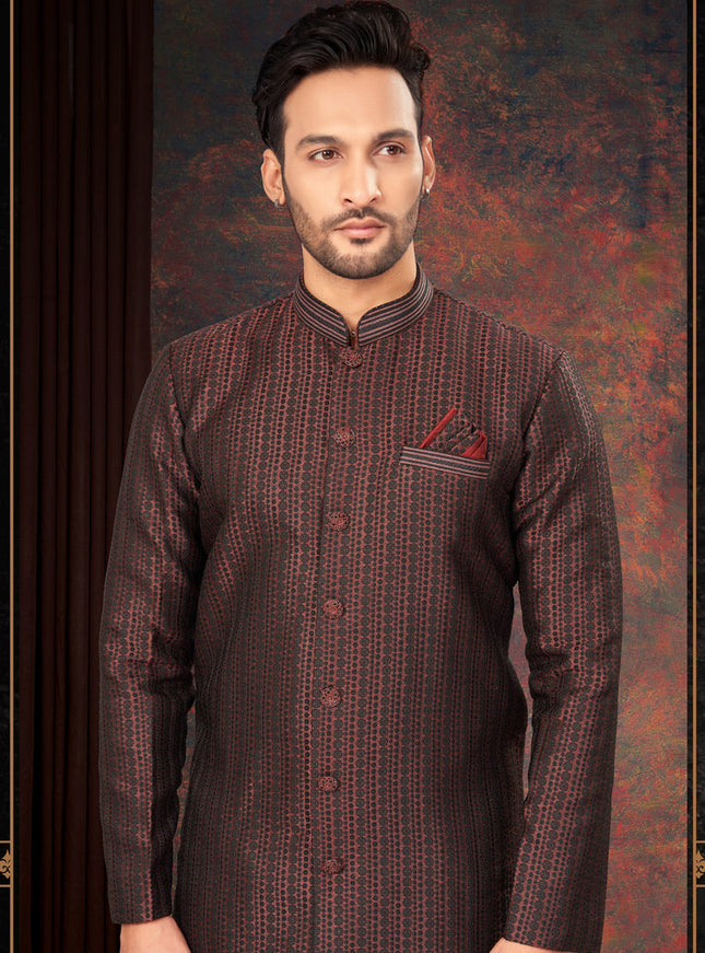 Maroon Mens Designer Indo Western
