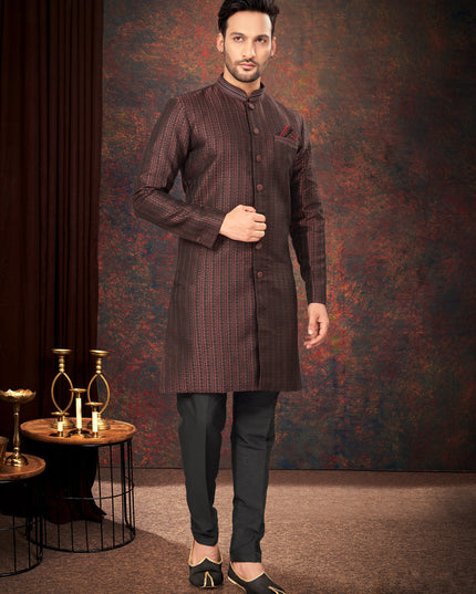 Maroon Mens Designer Indo Western