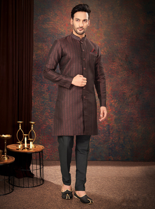 Maroon Mens Designer Indo Western