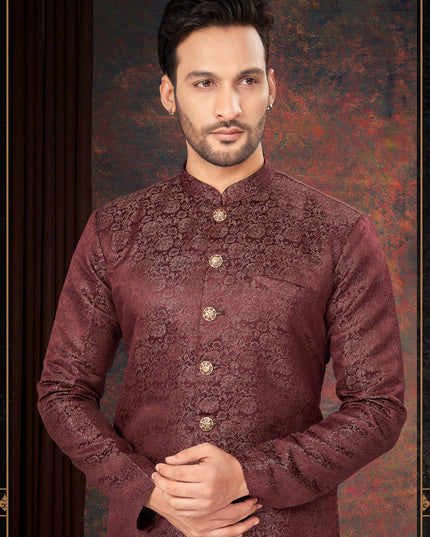 Maroon Mens Designer Indo Western