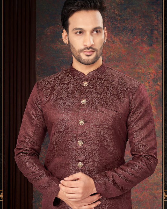 Maroon Mens Designer Indo Western