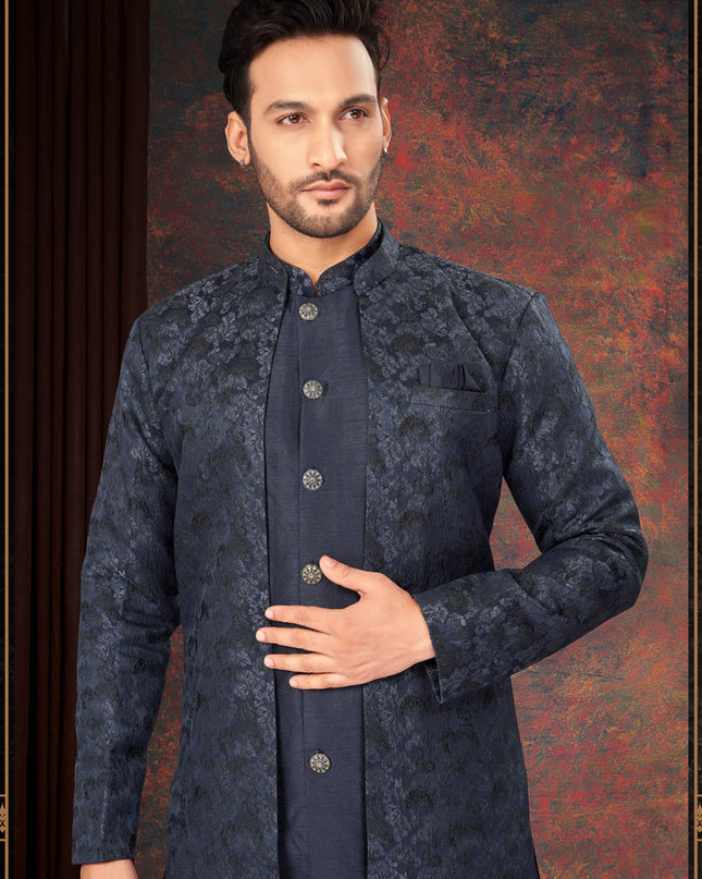 Navy Blue Mens Designer Indo Western