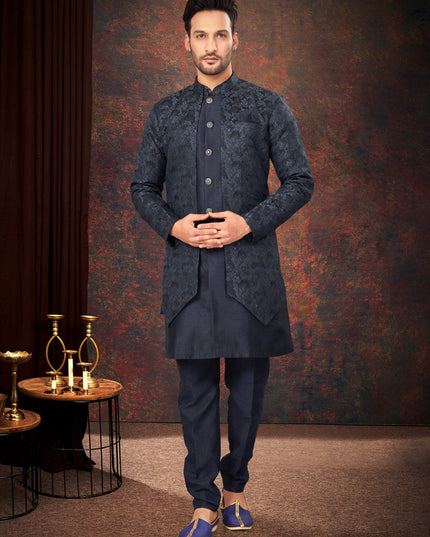 Navy Blue Mens Designer Indo Western