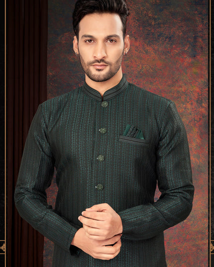Bottle Green Mens Designer Indo Western