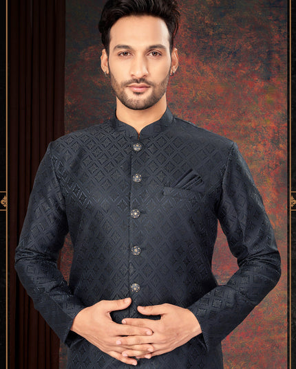 Navy Blue Mens Designer Indo Western