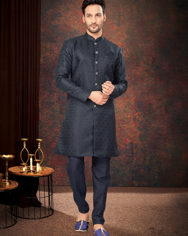 Navy Blue Mens Designer Indo Western