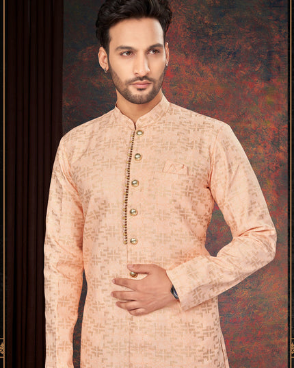 Peach Mens Designer Indo Western