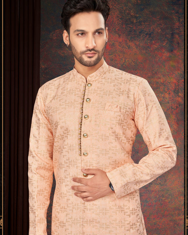 Peach Mens Designer Indo Western