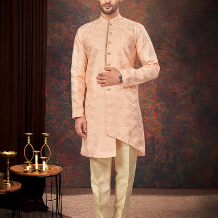 Peach Mens Designer Indo Western