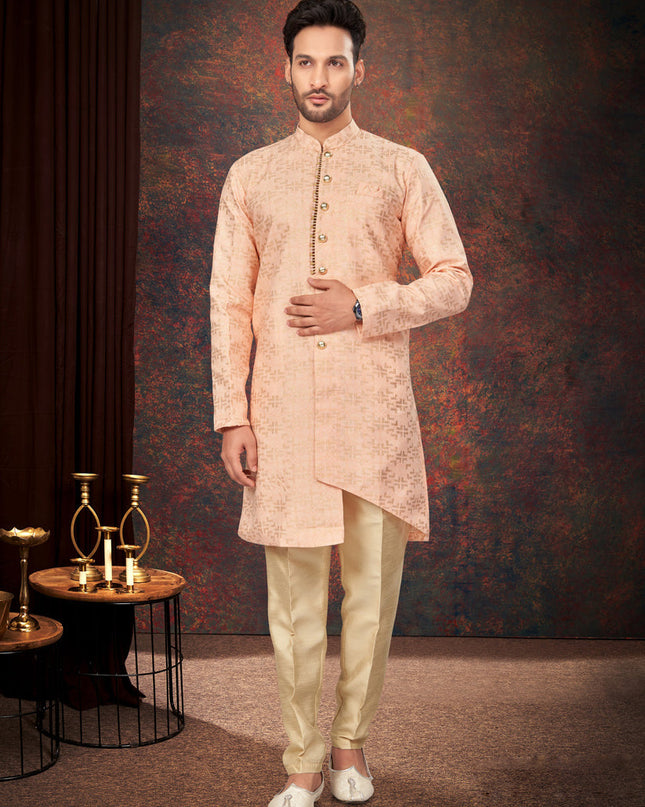 Peach Mens Designer Indo Western
