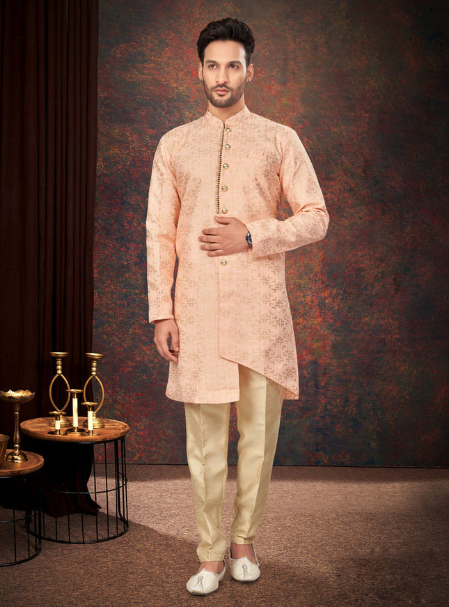 Peach Mens Designer Indo Western