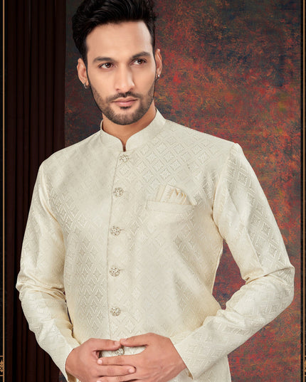 Cream Mens Designer Indo Western