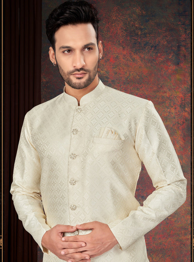 Cream Mens Designer Indo Western
