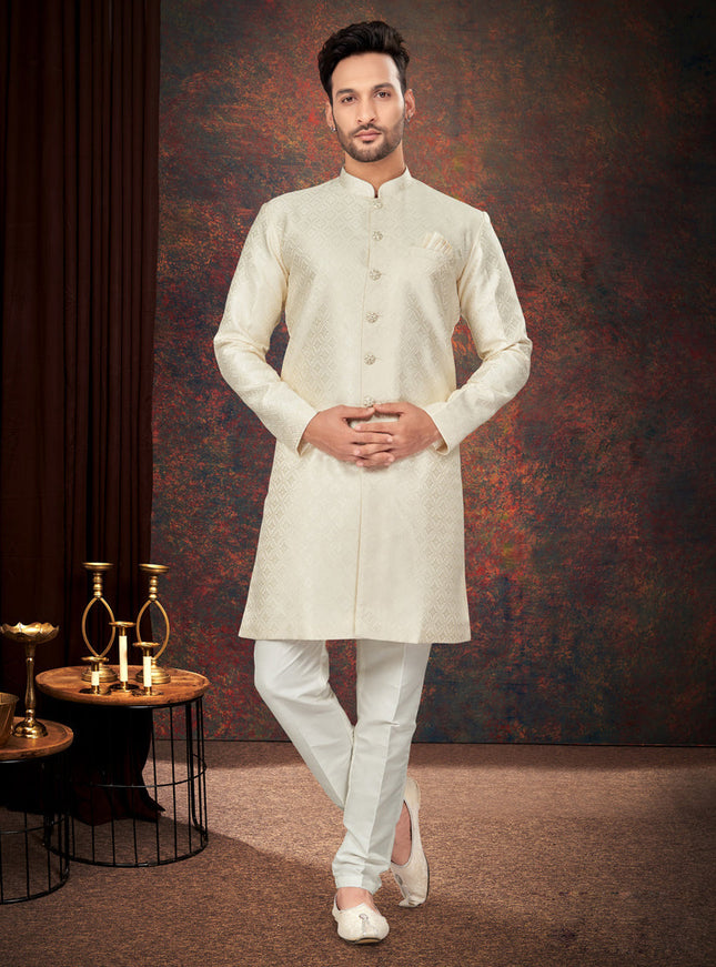 Cream Mens Designer Indo Western