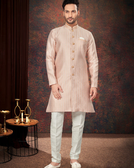 Peach Mens Designer Indo Western