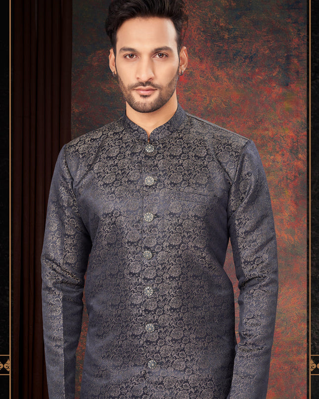 Navy Blue Mens Designer Indo Western