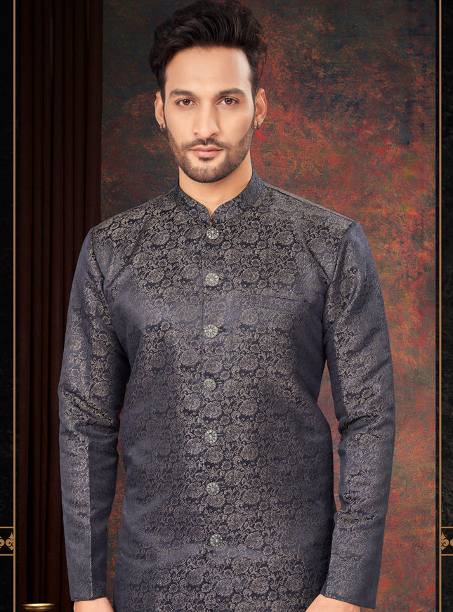 Navy Blue Mens Designer Indo Western