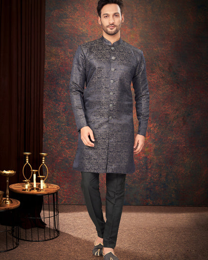 Navy Blue Mens Designer Indo Western