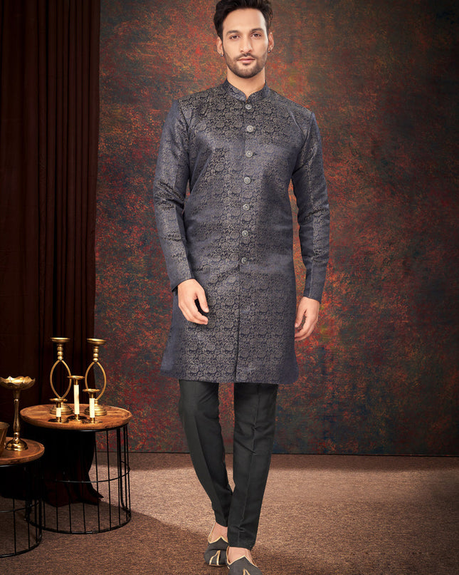 Navy Blue Mens Designer Indo Western